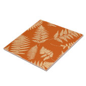 Woodland Fern Pattern, Mandarijn en Pastel Oranje Tegeltje (Zijkant)