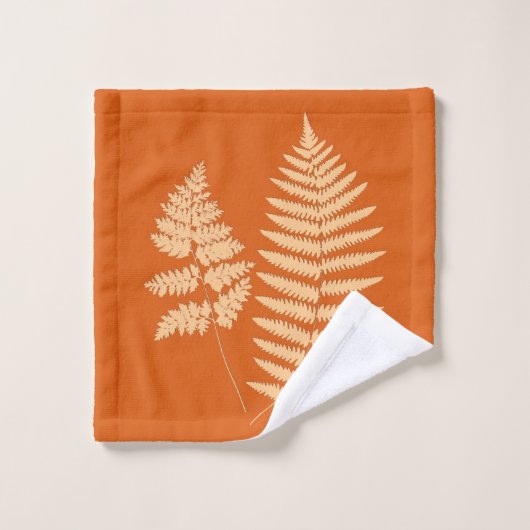 Woodland Fern Pattern, Mandarin Oranje Bad Handdoek (Wasdoekje)