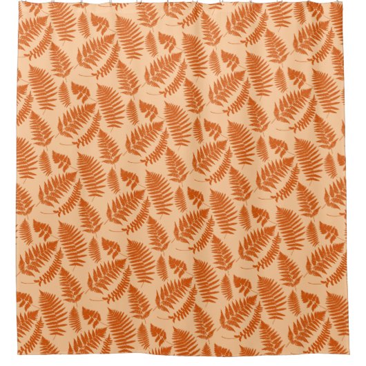 Woodland Fern Pattern, Pastel Oranje Douchegordijn (Voorkant)