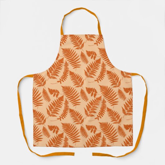Woodland Fern Pattern, Pastel Oranje Schort (Voorkant)