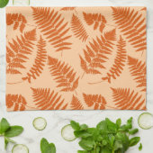 Woodland Fern Pattern, Pastel Oranje Theedoek (Gevouwen)
