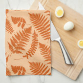Woodland Fern Pattern, Pastel Oranje Theedoek (Quarter Fold)