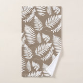 Woodland Fern Pattern, Taupe Tan en White Bad Handdoek (Handdoek)