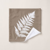 Woodland Fern Pattern, Taupe Tan en White Bad Handdoek (Wasdoekje)