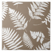 Woodland Fern Pattern, Taupe Tan en White Tegeltje (Voorkant)