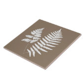 Woodland Fern Pattern, Taupe Tan en White Tegeltje (Zijkant)