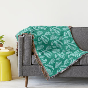 Woodland Fern Pattern, Turquoise en Aqua Deken