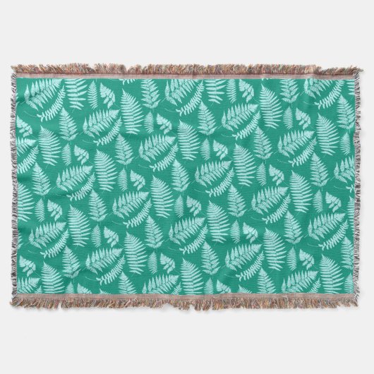 Woodland Fern Pattern, Turquoise en Aqua Deken (Voorkant)