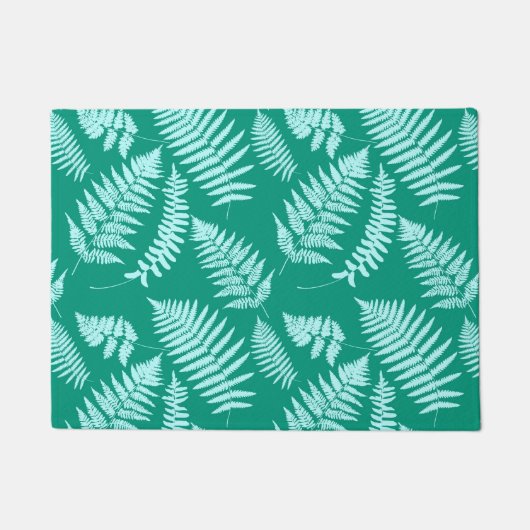 Woodland Fern Pattern, Turquoise en Aqua Deurmat (Voorkant)