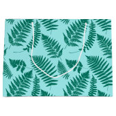 Woodland Fern Pattern, Turquoise en Aqua Groot Cadeauzakje (Voorkant)