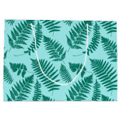 Woodland Fern Pattern, Turquoise en Aqua Groot Cadeauzakje (Achterkant)