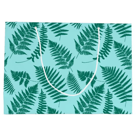 Woodland Fern Pattern, Turquoise en Aqua Groot Cadeauzakje (Achterkant)