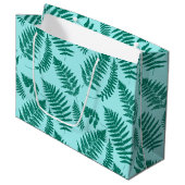 Woodland Fern Pattern, Turquoise en Aqua Groot Cadeauzakje (Voorkant Gekanteld)
