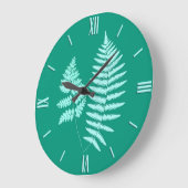 Woodland Fern Pattern, Turquoise en Aqua Grote Klok (Hoek)