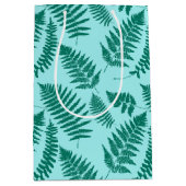 Woodland Fern Pattern, Turquoise en Aqua Medium Cadeauzakje (Voorkant)
