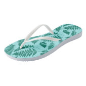Woodland Fern Pattern, Turquoise en Aqua Teenslippers (Schuin)
