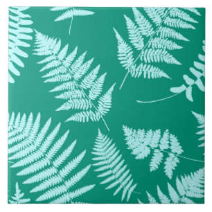 Woodland Fern Pattern, Turquoise en Aqua Tegeltje