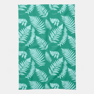Woodland Fern Pattern, Turquoise en Aqua Theedoek