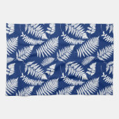 Woodland Fern Pattern, White on Cobalt Blue Theedoek (Horizontaal)