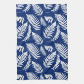 Woodland Fern Pattern, White on Cobalt Blue Theedoek (Verticaal)