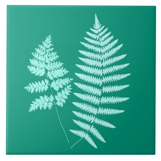 Woodland Fern, Turquoise en Aqua Tegeltje (Voorkant)
