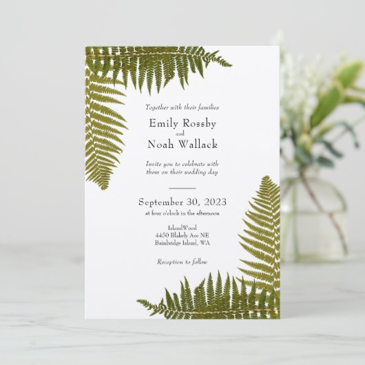 Woodland Fern Uitnodiging (Staand voorkant)