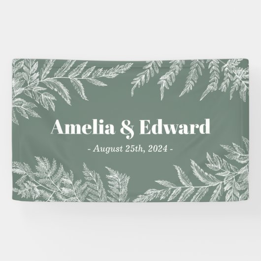 Woodland Fern Wedding Welcome Green Banner (Horizontaal)