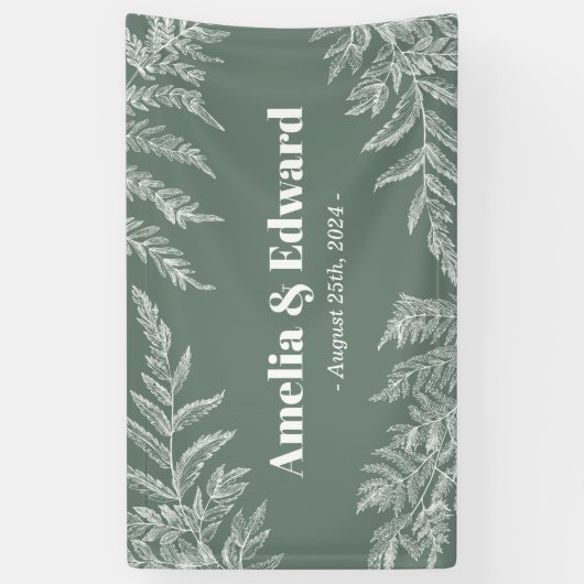 Woodland Fern Wedding Welcome Green Banner (Verticaal)