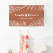 Woodland Fern Wedding Welcome Terracotta Banner (Insitu)