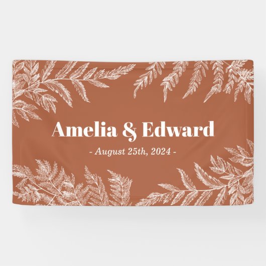 Woodland Fern Wedding Welcome Terracotta Banner (Horizontaal)