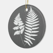 Woodland Fern White op Charcoal Gray / Grey Keramisch Ornament (Links)