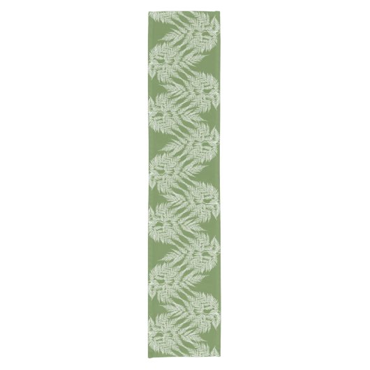 Woodland Fern White Silhouette Pattern Korte Tafelloper (Voorkant)