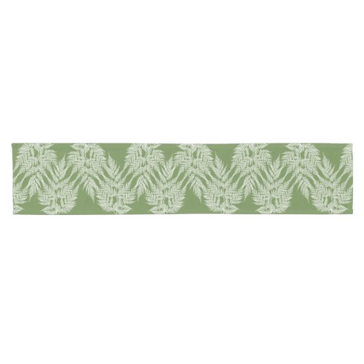 Woodland Fern White Silhouette Pattern Korte Tafelloper (Horizontaal)