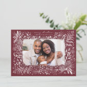 Woodland Ferns Pine Cone Bourgondië Feestdagenkaart (Staand voorkant)