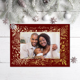 Woodland Ferns Pine Cone Folie Feestdagenkaart