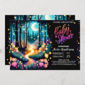 Woodland Fireflies Baby shower Kaart (Voorkant / Achterkant)