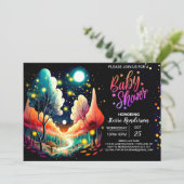 Woodland Fireflies Dreamy Night Baby shower Kaart (Staand voorkant)