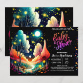 Woodland Fireflies Dreamy Night Baby shower Kaart (Voorkant / Achterkant)