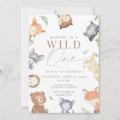 Woodland First Birthday, Forest Animimal, wild één Kaart (Voorkant)