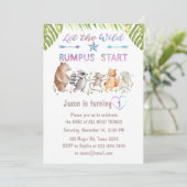 Woodland First Birthday Tropical Forest Invitation Kaart (Staand voorkant)