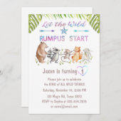 Woodland First Birthday Tropical Forest Invitation Kaart (Voorkant / Achterkant)