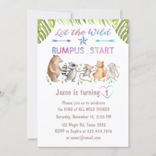 Woodland First Birthday Tropical Forest Invitation Kaart