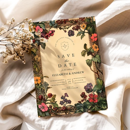Woodland Floral Art Nouveau bruiloft Save The Date