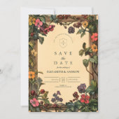 Woodland Floral Art Nouveau bruiloft Save The Date (Voorkant)