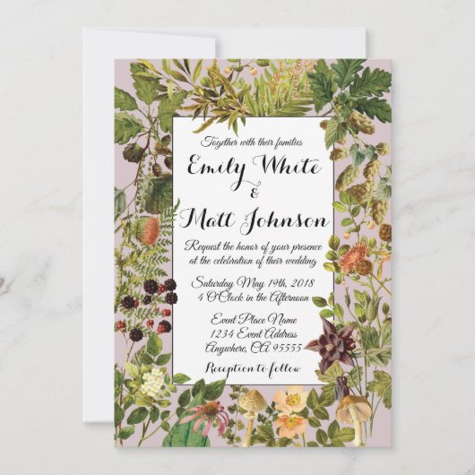 Woodland Floral bruiloft uitnodiging (Voorkant)