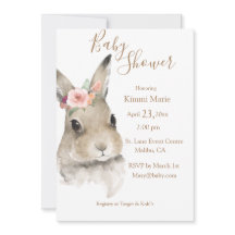 Woodland Floral Bunny Waterverf Script Baby