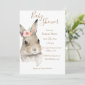 Woodland Floral Bunny Waterverf Script Baby Kaart (Staand voorkant)