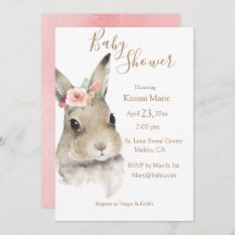 Woodland Floral Bunny Waterverf Script Baby