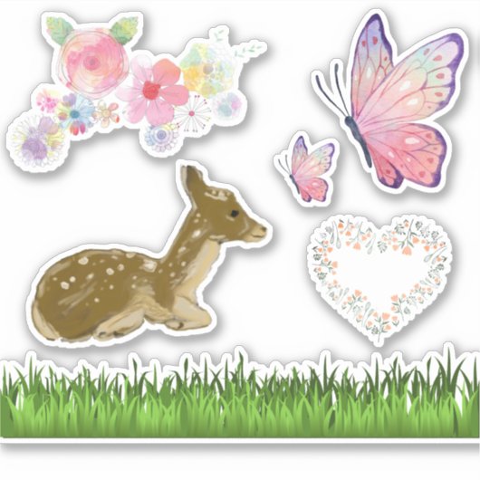 Woodland Floral Butterflies Scrapbook Stickers (Voorkant)