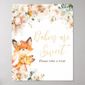Woodland Floral Fox Baby shower Baby's zijn zoet Poster (Voorkant)